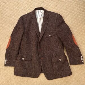 Martin Dingman Dark Brown Blazer with Tan Elbow Patches